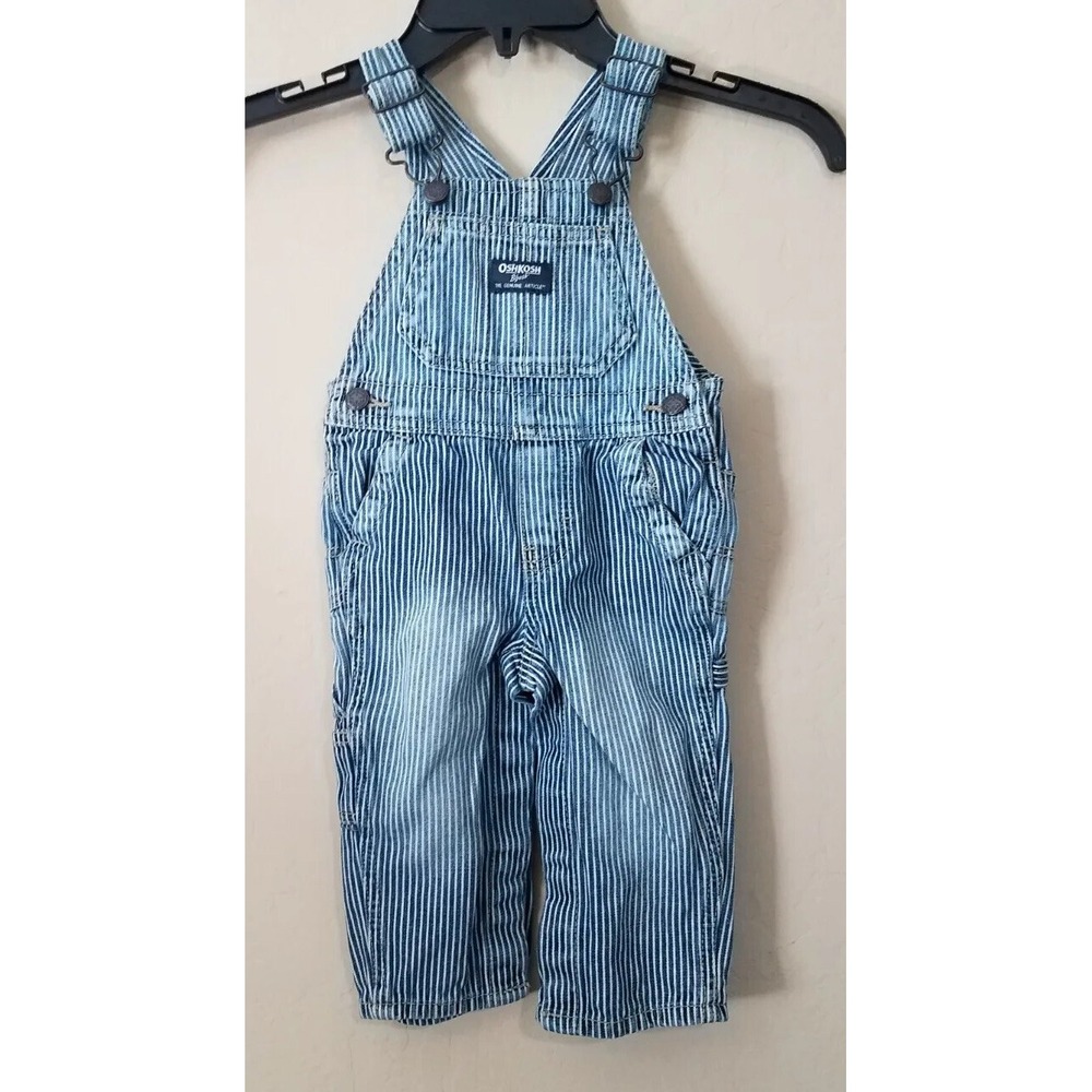Oshkosh‎ BGosh Boys Girls Overalls 9-12 Months Vestbak Railroad Striped Pants